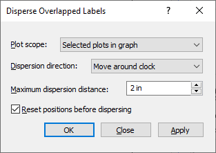 Example disperse labels dialog