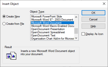 how to insert text as an object in word