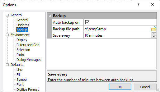 Example backup dialog